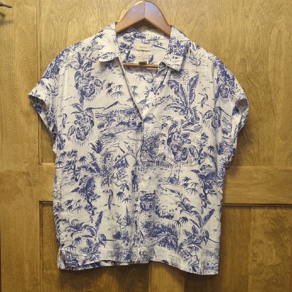 Jolie Blue and White Floral Blouse